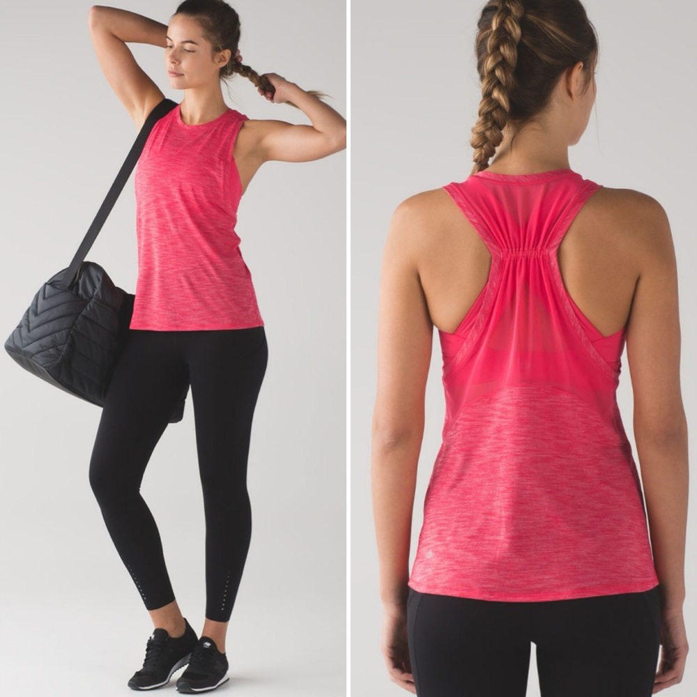 Lululemon Work The Circuit Tank Lush Coral Workout Top Sports Bra Size 6